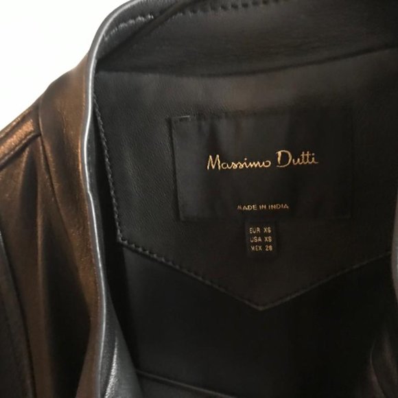 Massimo Dutti black leather jacket - Picture 3 of 4